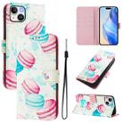 For iPhone 15 Plus Art Colored Drawing Pattern Leather Phone Case(Cake) - 1