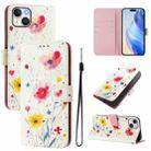 For iPhone 15 Art Colored Drawing Pattern Leather Phone Case(Flowers and plants) - 1