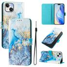 For iPhone 15 Art Colored Drawing Pattern Leather Phone Case(Ocean marble) - 1