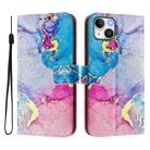 For iPhone 15 Art Colored Drawing Pattern Leather Phone Case(Colorful marble) - 2