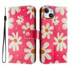 For iPhone 15 Art Colored Drawing Pattern Leather Phone Case(Pink daisy) - 2