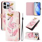 For iPhone 13 Pro Art Colored Drawing Pattern Leather Phone Case(Flamingo) - 1