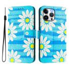 For iPhone 13 Pro Art Colored Drawing Pattern Leather Phone Case(Blue daisy) - 2