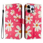 For iPhone 13 Pro Art Colored Drawing Pattern Leather Phone Case(Pink daisy) - 2