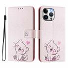 For iPhone 13 Pro Max Art Colored Drawing Pattern Leather Phone Case(Cute cat) - 2