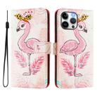 For iPhone 13 Pro Max Art Colored Drawing Pattern Leather Phone Case(Flamingo) - 3