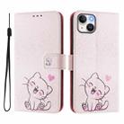 For iPhone 14 / 13 Art Colored Drawing Pattern Leather Phone Case(Cute cat) - 2