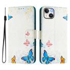 For iPhone 14 / 13 Art Colored Drawing Pattern Leather Phone Case(Butterfly house) - 2