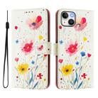 For iPhone 14 / 13 Art Colored Drawing Pattern Leather Phone Case(Flowers and plants) - 2