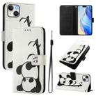 For iPhone 14 Plus Art Colored Drawing Pattern Leather Phone Case(Panda) - 1