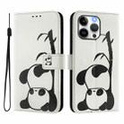 For iPhone 14 pro Art Colored Drawing Pattern Leather Phone Case(Panda) - 2