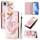 For iPhone SE 2024 Art Colored Drawing Pattern Leather Phone Case(Flamingo) - 1