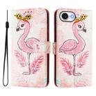 For iPhone SE 2024 Art Colored Drawing Pattern Leather Phone Case(Flamingo) - 3