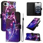 For iPhone 16e Art Colored Drawing Pattern Leather Phone Case(Fireworks butterfly) - 1