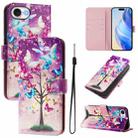 For iPhone SE 2024 Art Colored Drawing Pattern Leather Phone Case(Butterfly branch) - 1