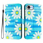 For iPhone SE 2024 Art Colored Drawing Pattern Leather Phone Case(Blue daisy) - 2