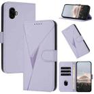 For Samsung Galaxy XCover6 Pro Triangle Pattern Buckle Clasp Leather Phone Case(Light Purple) - 1