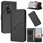 For Huawei Enjoy 70 Triangle Pattern Buckle Clasp Leather Phone Case(Black) - 1