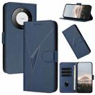 For Huawei Mate 60 Triangle Pattern Buckle Clasp Leather Phone Case(Royal Blue) - 1