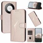 For Huawei Mate 60 Triangle Pattern Buckle Clasp Leather Phone Case(Rose Gold) - 1