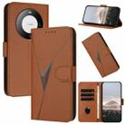 For Huawei Mate 60 Pro Triangle Pattern Buckle Clasp Leather Phone Case(Brown) - 1