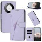 For Huawei Mate 60 Pro Triangle Pattern Buckle Clasp Leather Phone Case(Light Purple) - 1