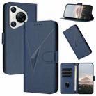 For Huawei Pura 70 Triangle Pattern Buckle Clasp Leather Phone Case(Royal Blue) - 1