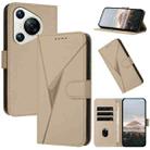 For Huawei Pura 70 Triangle Pattern Buckle Clasp Leather Phone Case(Gold) - 1