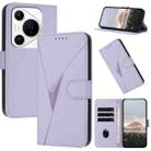 For Huawei Pura 70 Pro / Pura 70 Ultra Triangle Pattern Buckle Clasp Leather Phone Case(Light Purple) - 1