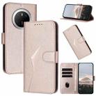 For Huawei Mate 70 Triangle Pattern Buckle Clasp Leather Phone Case(Rose Gold) - 1