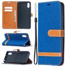 For Xiaomi Redmi 9A Color Matching Denim Texture Horizontal Flip Leather Case with Holder & Card Slots & Wallet & Lanyard(Royal Blue) - 1