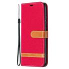 For Xiaomi Redmi 9A Color Matching Denim Texture Horizontal Flip Leather Case with Holder & Card Slots & Wallet & Lanyard(Red) - 2