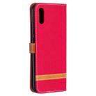 For Xiaomi Redmi 9A Color Matching Denim Texture Horizontal Flip Leather Case with Holder & Card Slots & Wallet & Lanyard(Red) - 3