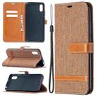 For Xiaomi Redmi 9A Color Matching Denim Texture Horizontal Flip Leather Case with Holder & Card Slots & Wallet & Lanyard(Brown) - 1