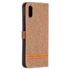 For Xiaomi Redmi 9A Color Matching Denim Texture Horizontal Flip Leather Case with Holder & Card Slots & Wallet & Lanyard(Brown) - 3