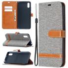 For Xiaomi Redmi 9A Color Matching Denim Texture Horizontal Flip Leather Case with Holder & Card Slots & Wallet & Lanyard(Grey) - 1