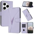 For Huawei Pura 80 5G Triangle Pattern Buckle Clasp Leather Phone Case(Light Purple) - 1