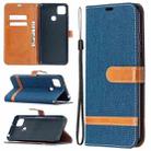 For Xiaomi Redmi 9C Color Matching Denim Texture Horizontal Flip Leather Case with Holder & Card Slots & Wallet & Lanyard(Dark Blue) - 1