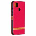 For Xiaomi Redmi 9C Color Matching Denim Texture Horizontal Flip Leather Case with Holder & Card Slots & Wallet & Lanyard(Red) - 3