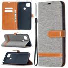 For Xiaomi Redmi 9C Color Matching Denim Texture Horizontal Flip Leather Case with Holder & Card Slots & Wallet & Lanyard(Grey) - 1