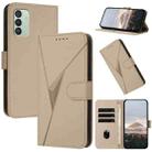 For Samsung Galaxy M13 India / F13 Triangle Pattern Buckle Clasp Leather Phone Case(Gold) - 1