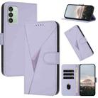 For Samsung Galaxy M13 India / F13 Triangle Pattern Buckle Clasp Leather Phone Case(Light Purple) - 1