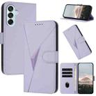 For Samsung Galaxy M15 5G / F15 5G Triangle Pattern Buckle Clasp Leather Phone Case(Light Purple) - 1