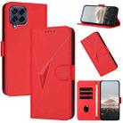 For Samsung Galaxy M53 Triangle Pattern Buckle Clasp Leather Phone Case(Red) - 1