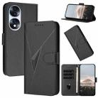 For Honor 70 Triangle Pattern Buckle Clasp Leather Phone Case(Black) - 1