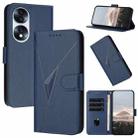 For Honor 70 Triangle Pattern Buckle Clasp Leather Phone Case(Royal Blue) - 1