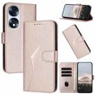 For Honor 70 Triangle Pattern Buckle Clasp Leather Phone Case(Rose Gold) - 1