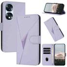 For Honor 70 Pro / 70 Pro+ Triangle Pattern Buckle Clasp Leather Phone Case(Light Purple) - 1