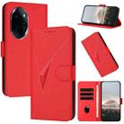 For Honor 100 Pro Triangle Pattern Buckle Clasp Leather Phone Case(Red) - 1