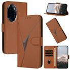 For Honor 100 Pro Triangle Pattern Buckle Clasp Leather Phone Case(Brown) - 1